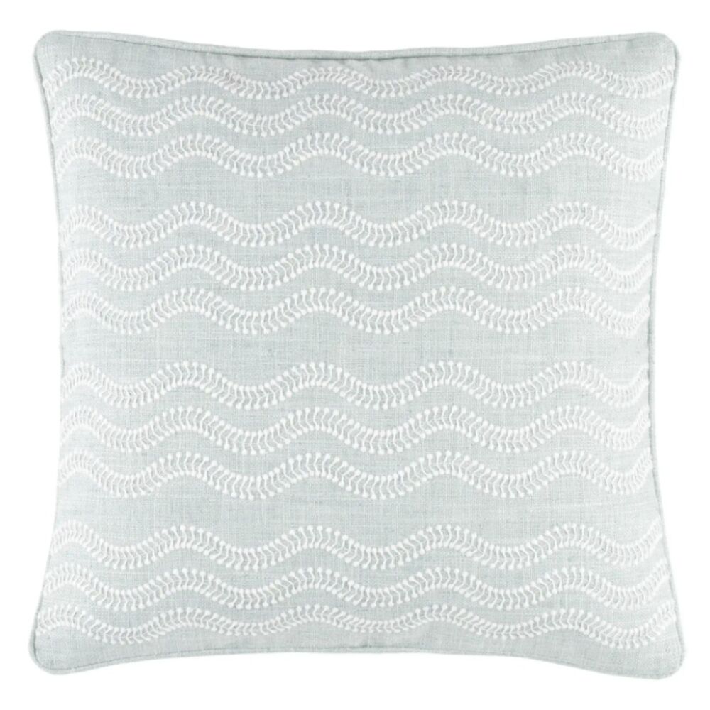 NWT Annie Selke Scout Embroidered Indoor Outdoor Decorative Pillow Cover Blue